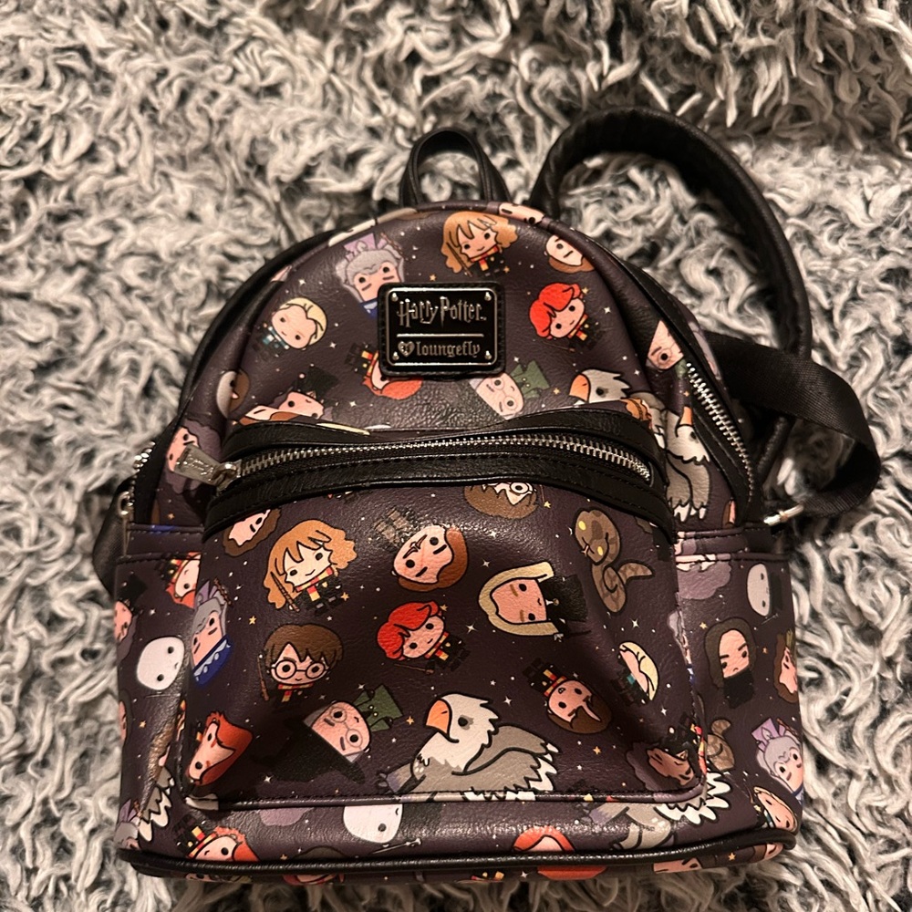 Loungefly Black Mini Backpack With Multicolor Har… - image 1